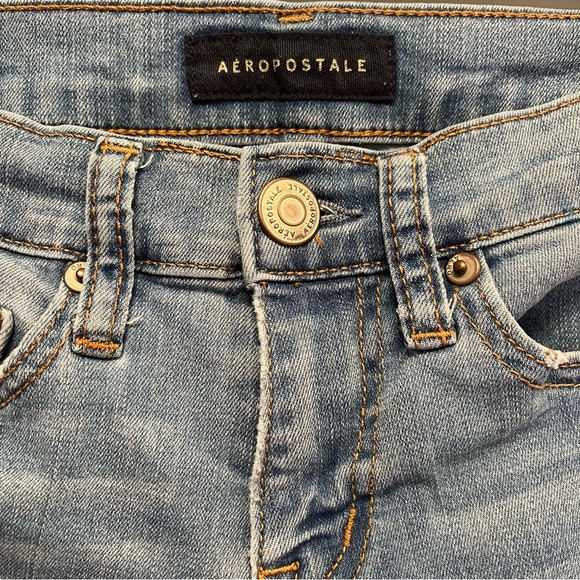 Aeropostale Skinny Jegging Low Rise Jeans Light Blue Junior Size 00 - Picture 2 of 10